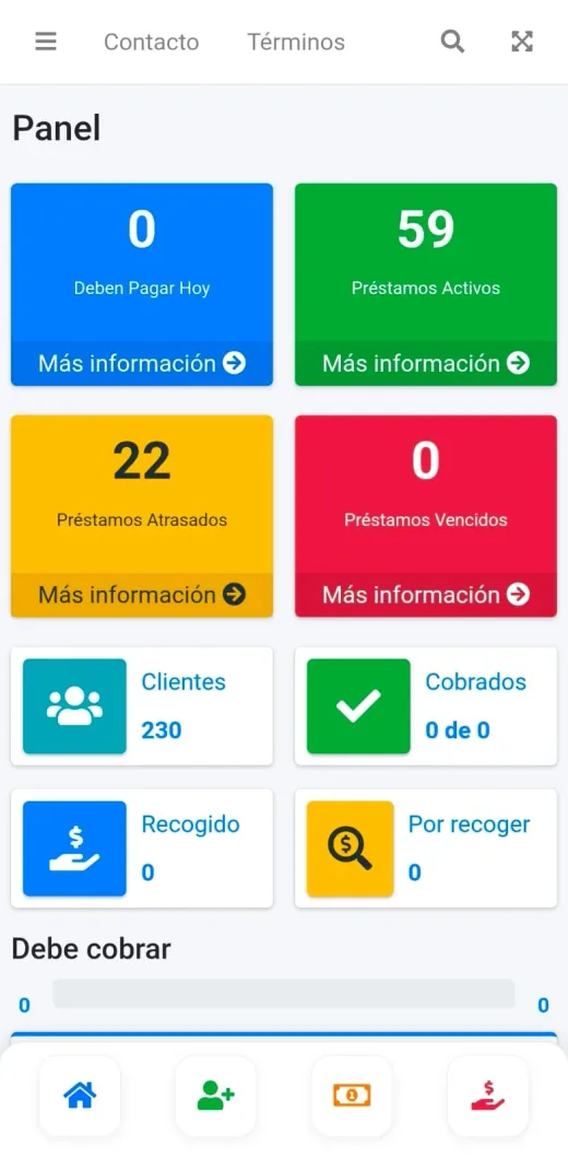 App móvil Easypres — Panel principal